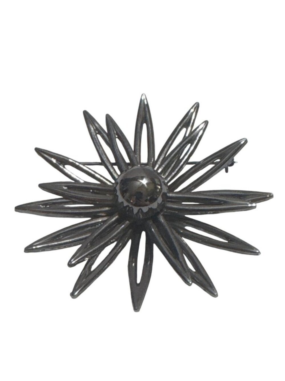 Silver Tone Flower Pin Brooch Openwork Modern Design Pre-Owned Vintage Jewelry